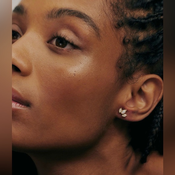 Pamela love Marquise Pear Stud Opal White Diamond 14k Gold earring - Picture 6 of 6